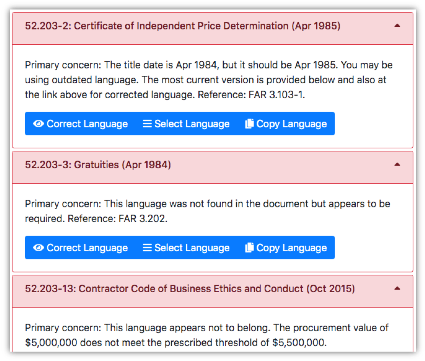 DocScout Inspection Report, Clause Error Explanations